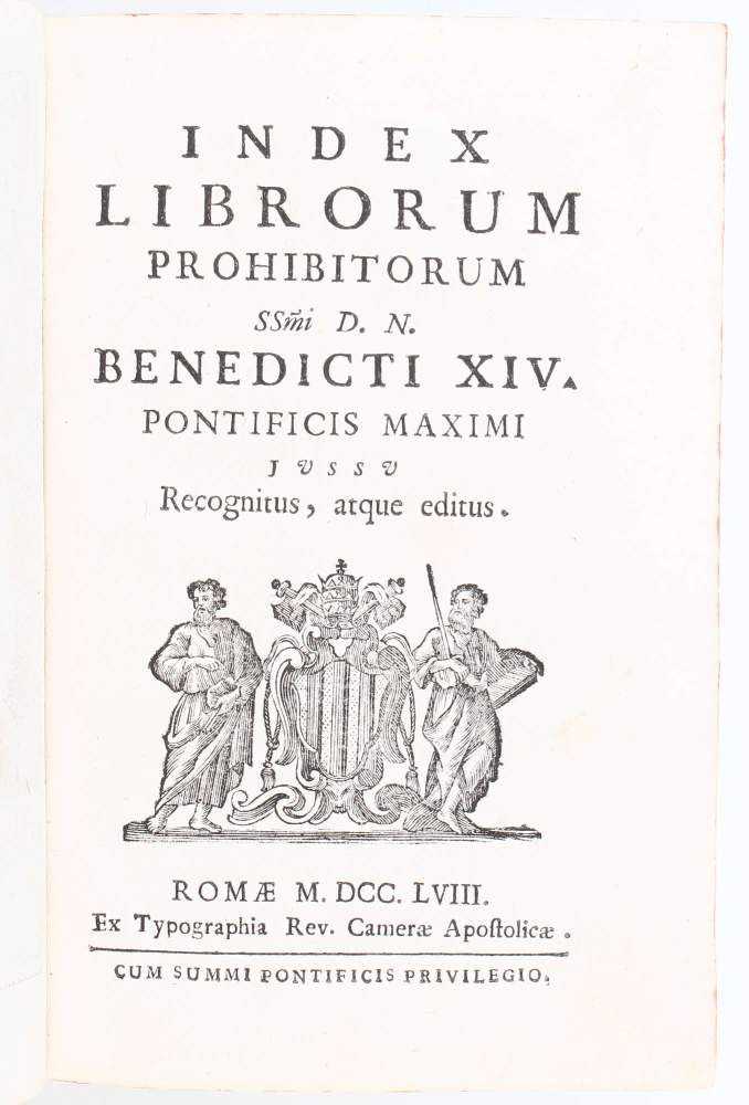 Index librorum prohibitorum s(anctis)s(im)i d(omini) n(ostri) Benedicti XIV. pontificis maximis - Image 2 of 3