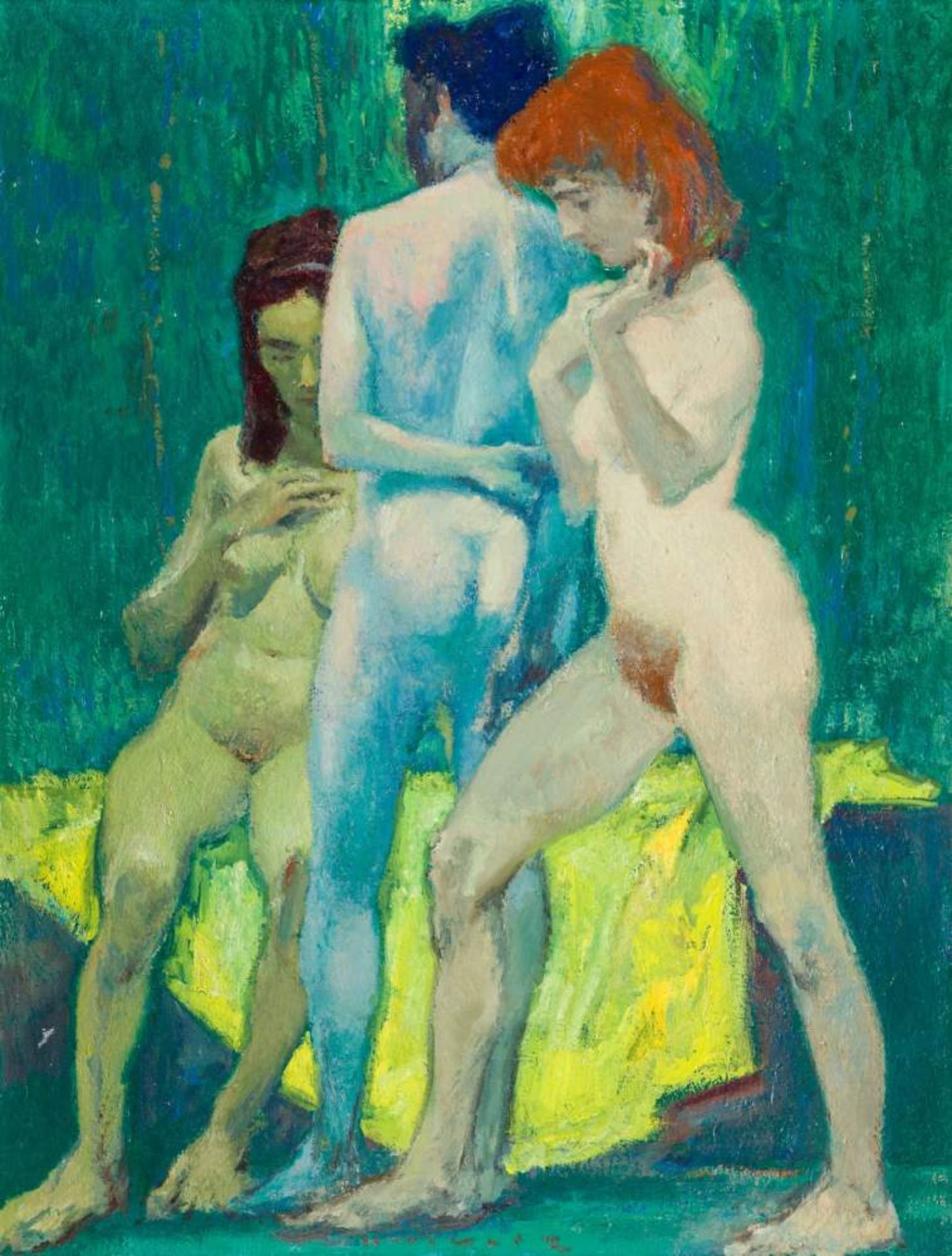 Hans Wulz (Landeck in Tirol 1909 - 1985 Wien)  Drei Figuren Öl auf Leinwand 60 x 46 cm unten