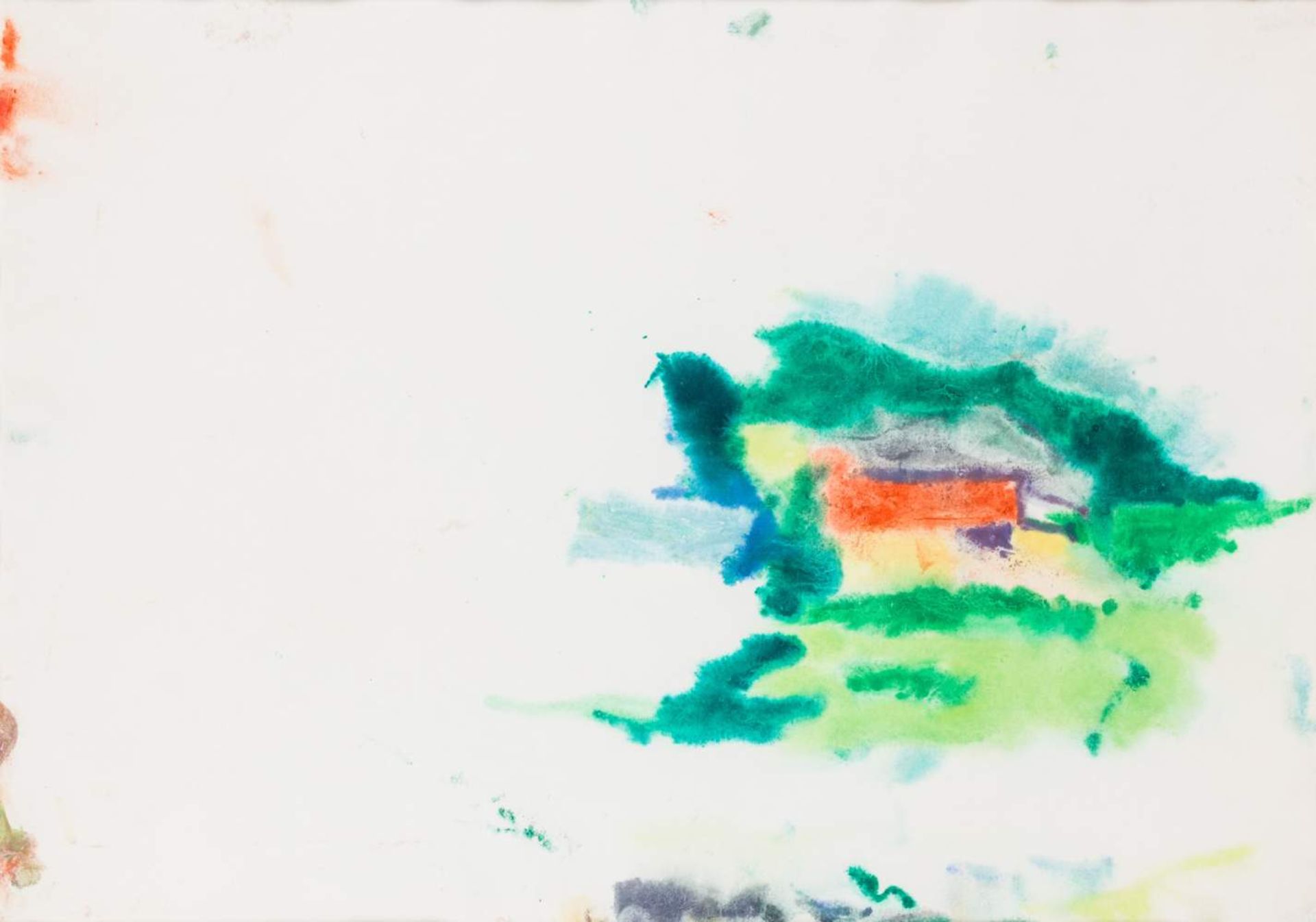 Herbert Boeckl (Klagenfurt 1894 - 1966 Wien)  Landschaft mit Haus Aquarell auf Papier 41 x 58 cm (