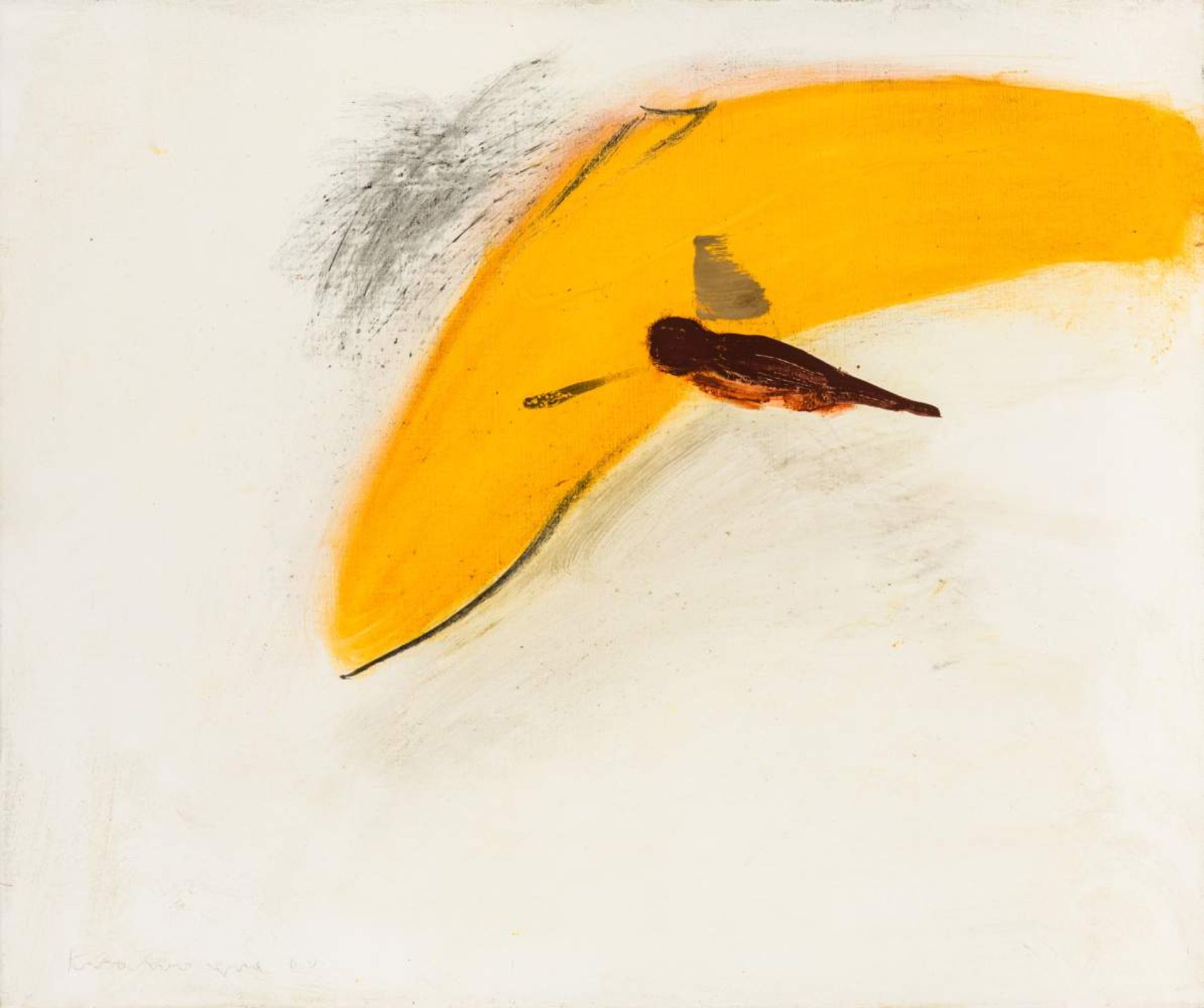 Peter Krawagna (Klagenfurt 1937 geb.)  Drachenflieger Öl auf Leinwand 60 x 72 cm 2000 links unten