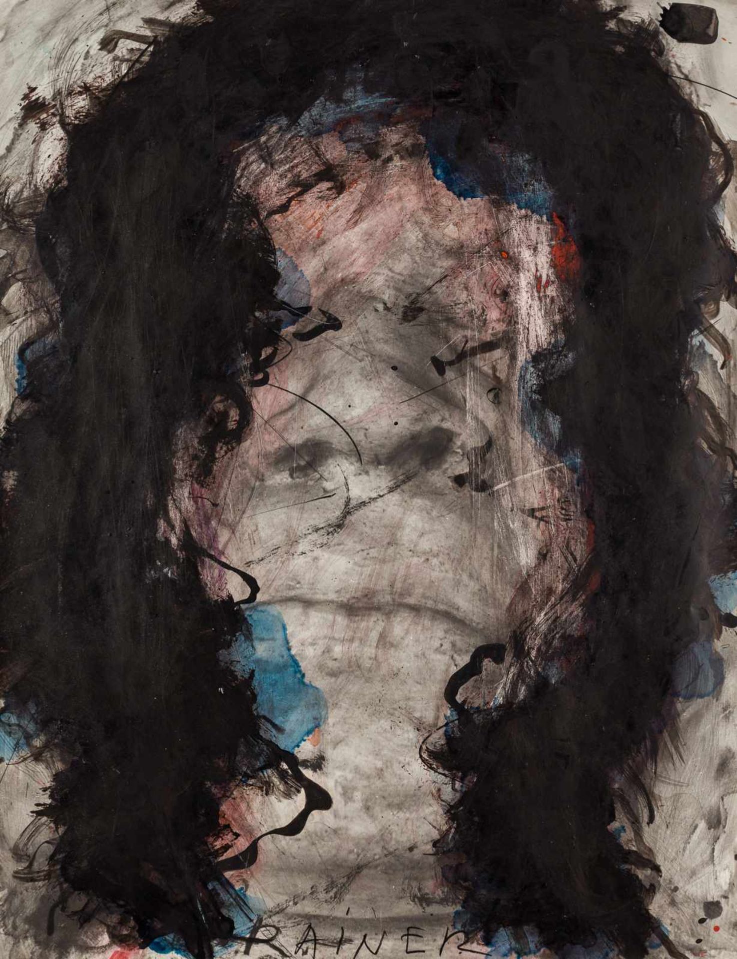 Arnulf Rainer (Baden 1929 geb.) Totenmaske (aus der Totenmaskenserie 1978) Mischtechnik auf Papier