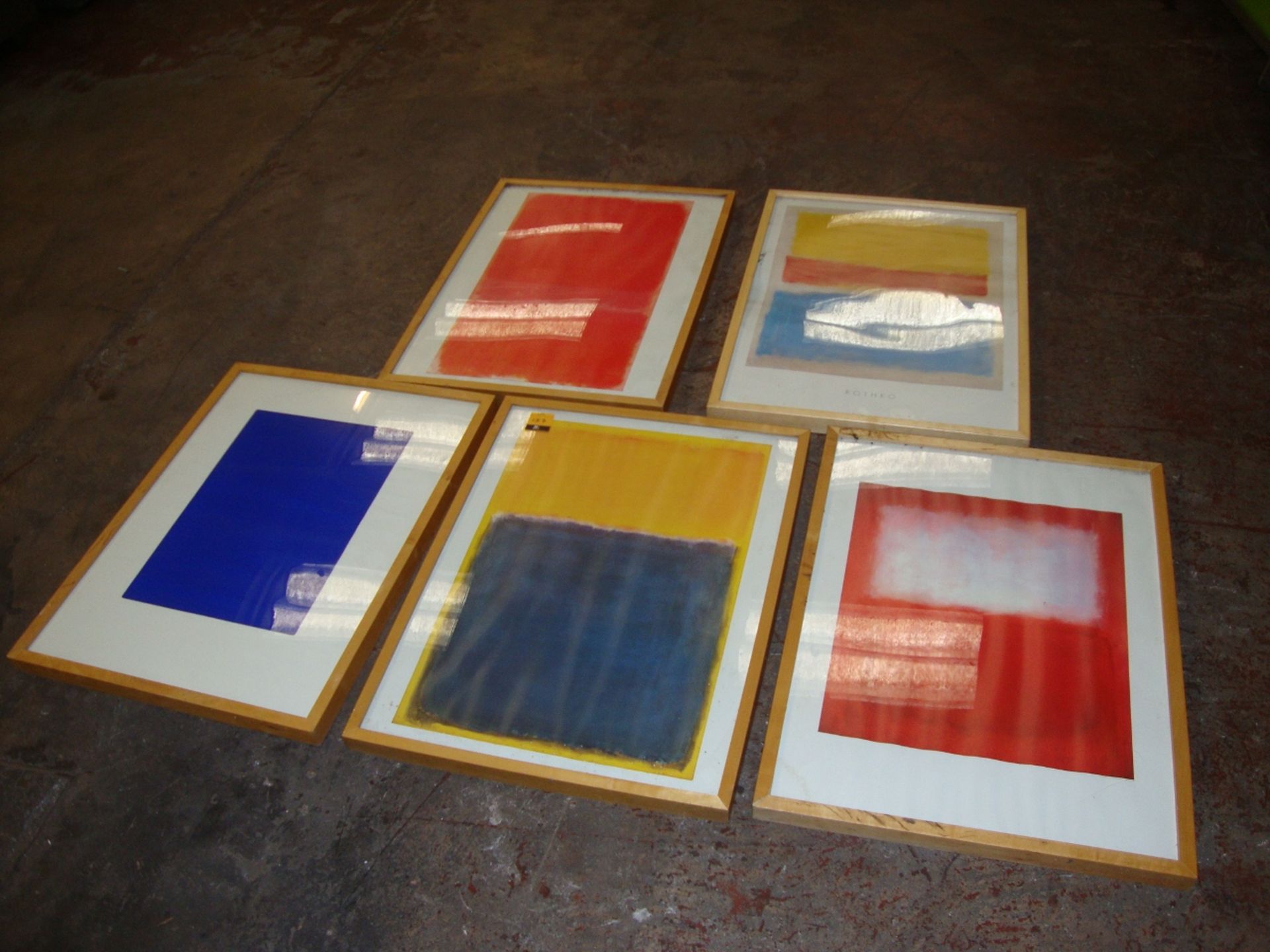 5 off assorted Rothko and Rothko-style pictures each in their own wooden frame, each with overall