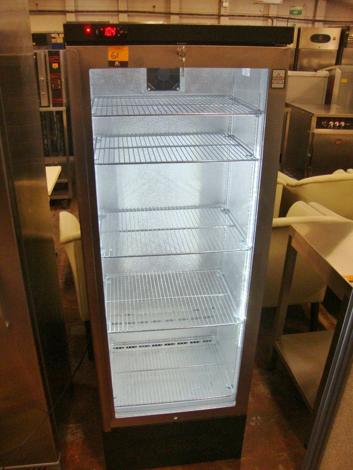 Osborne model 265E tall clear fronted fridge, with stainless steel/glass door & black cabinet - Image 2 of 6