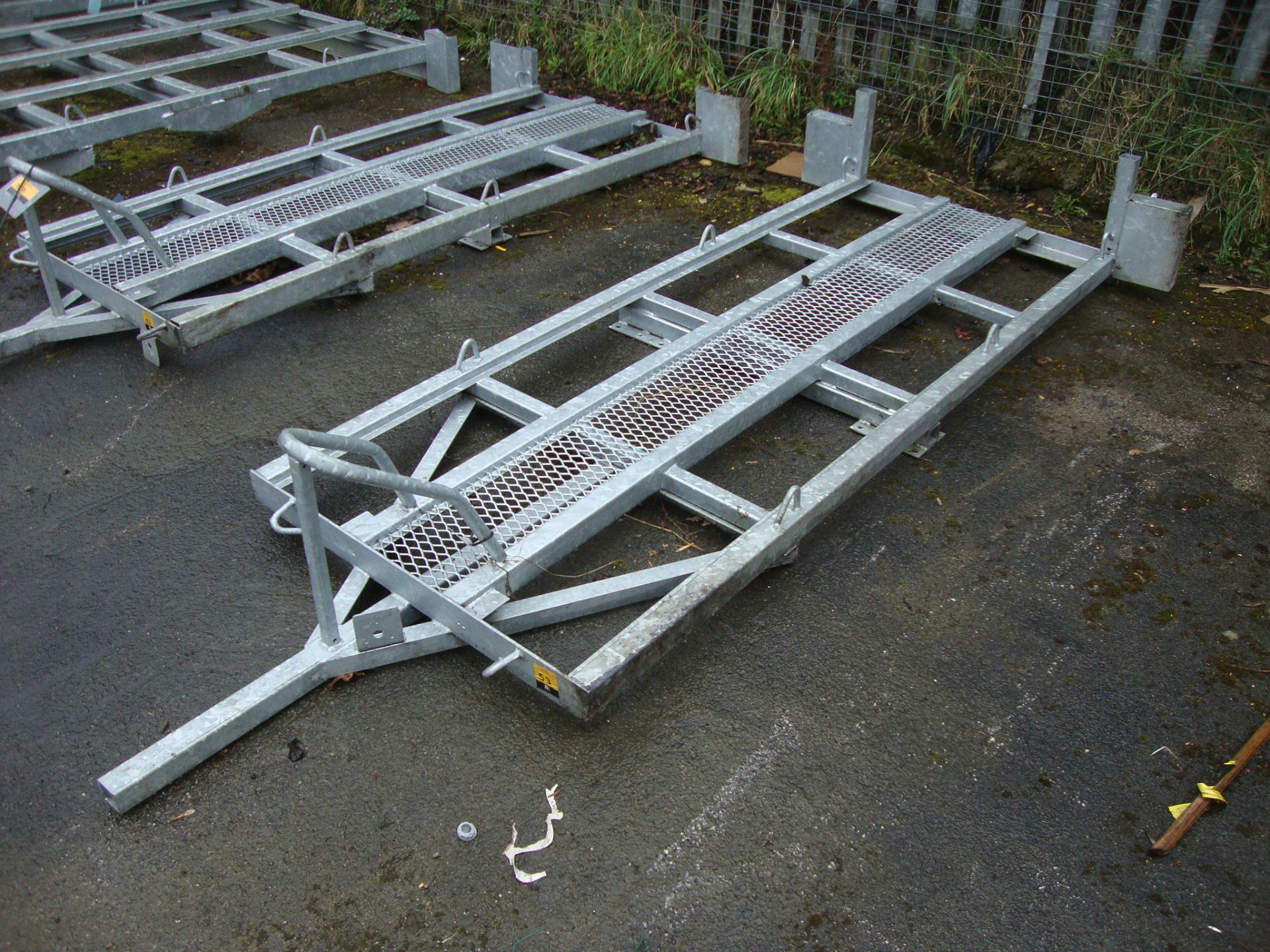 Small trailer chassis/bed, possibly for use with motorbikes, main bed dimensions being 231cm (l) x - Image 2 of 2