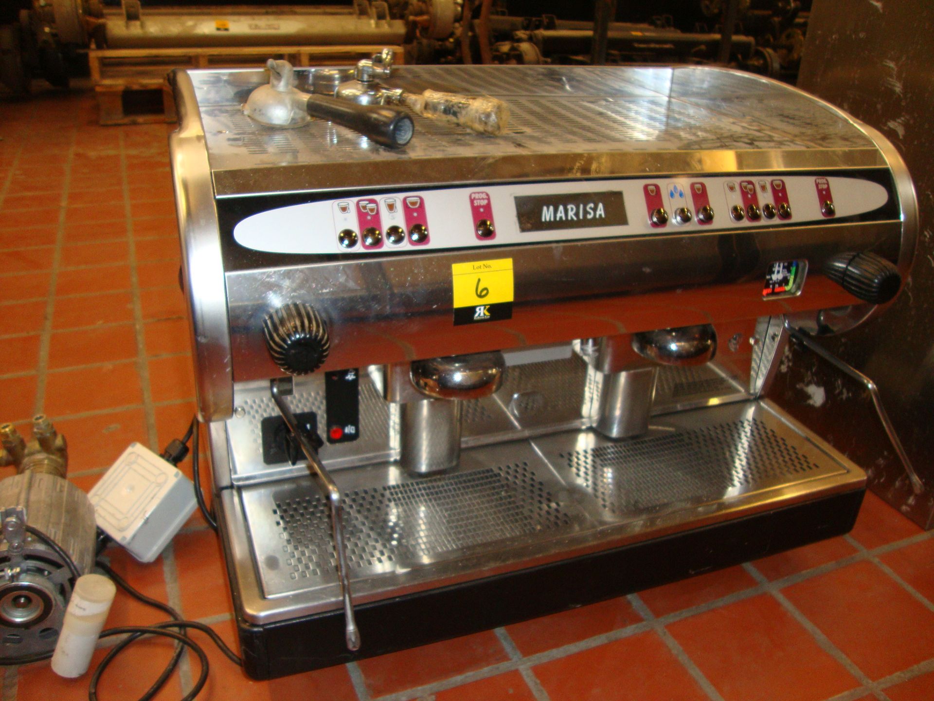 Marisa stainless steel twin head commercial coffee machine including pump pictured to side of - Image 8 of 8