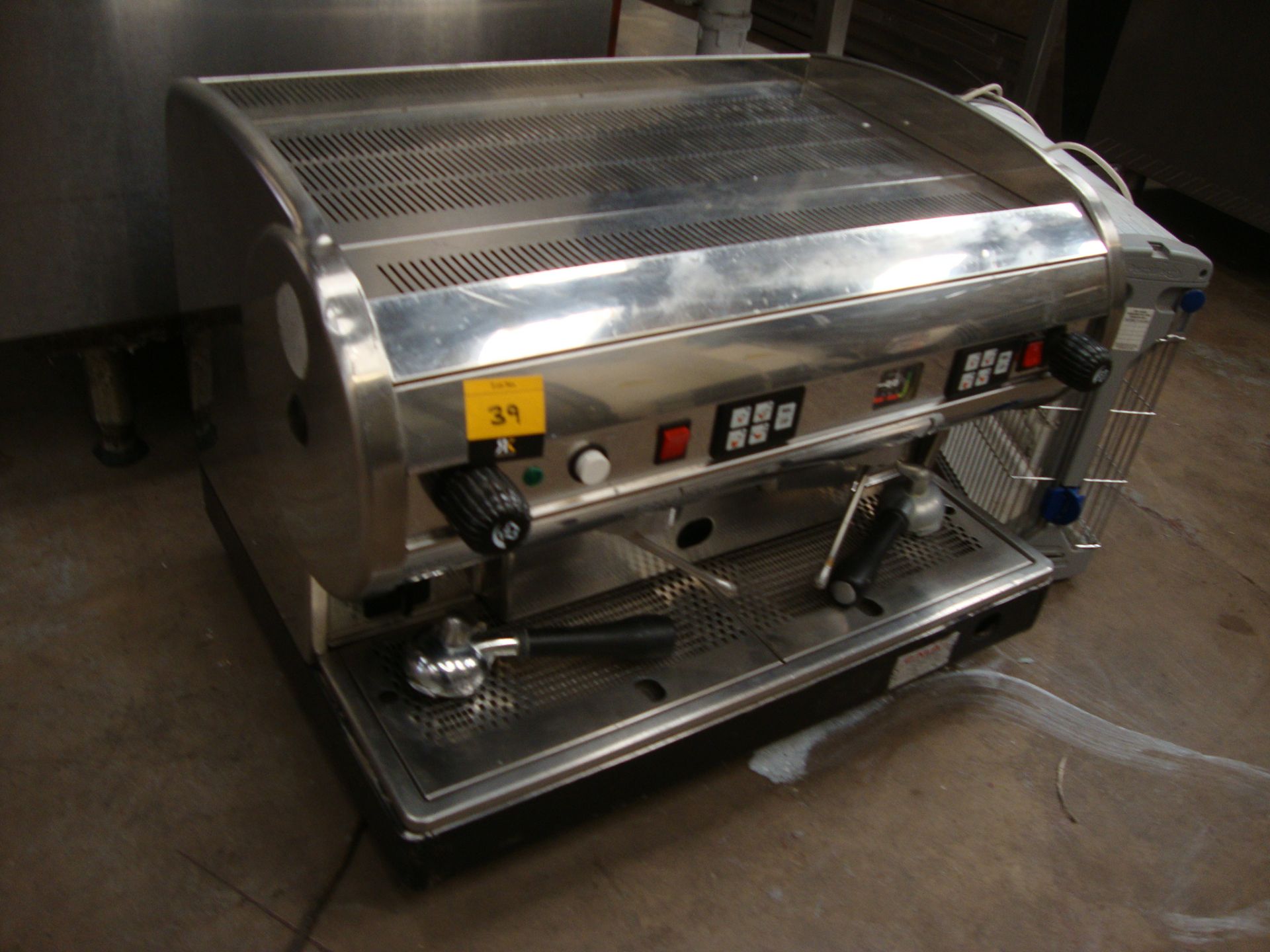 Stainless steel commercial twin head coffee machine