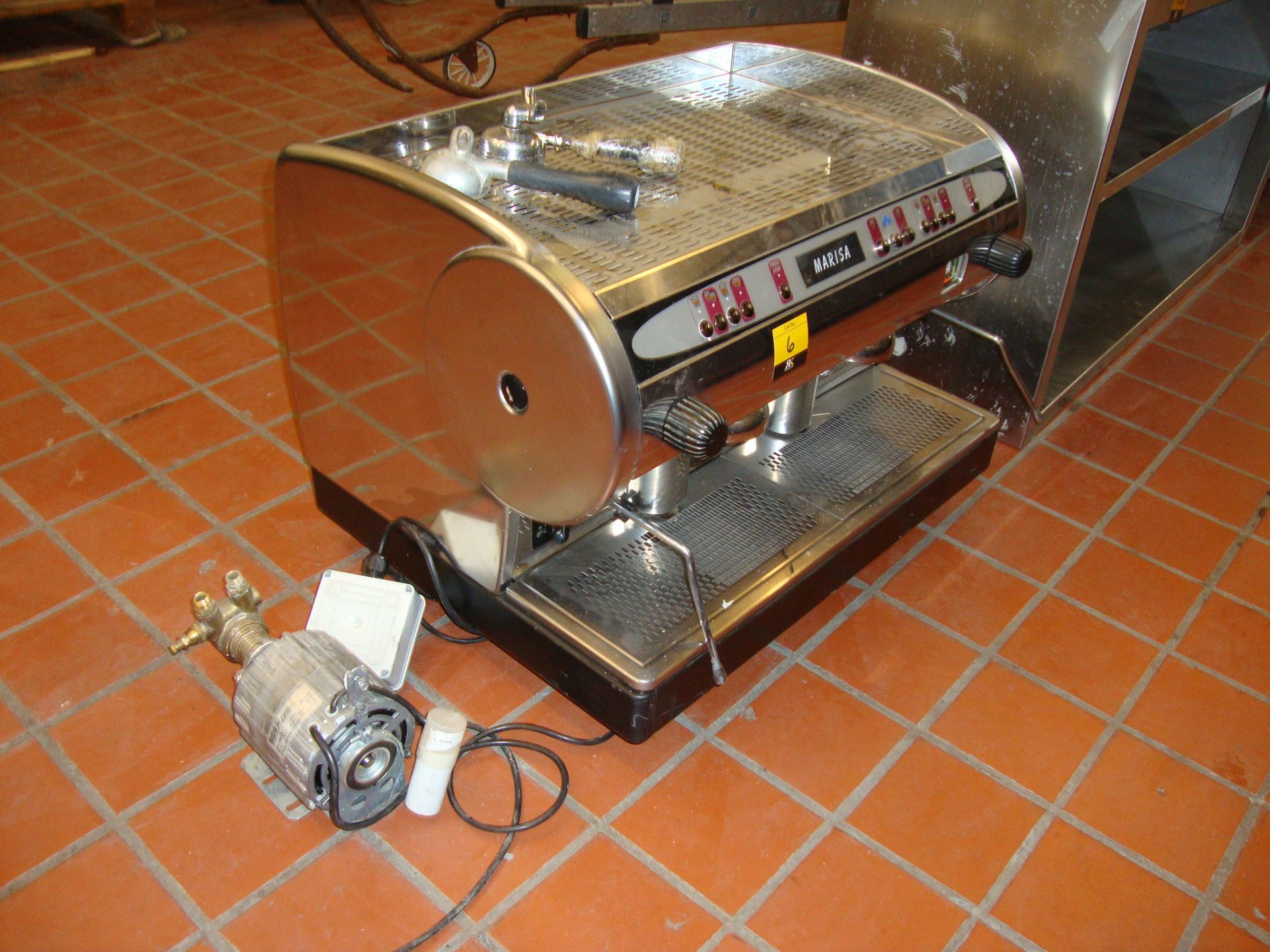 Marisa stainless steel twin head commercial coffee machine including pump pictured to side of - Image 4 of 8