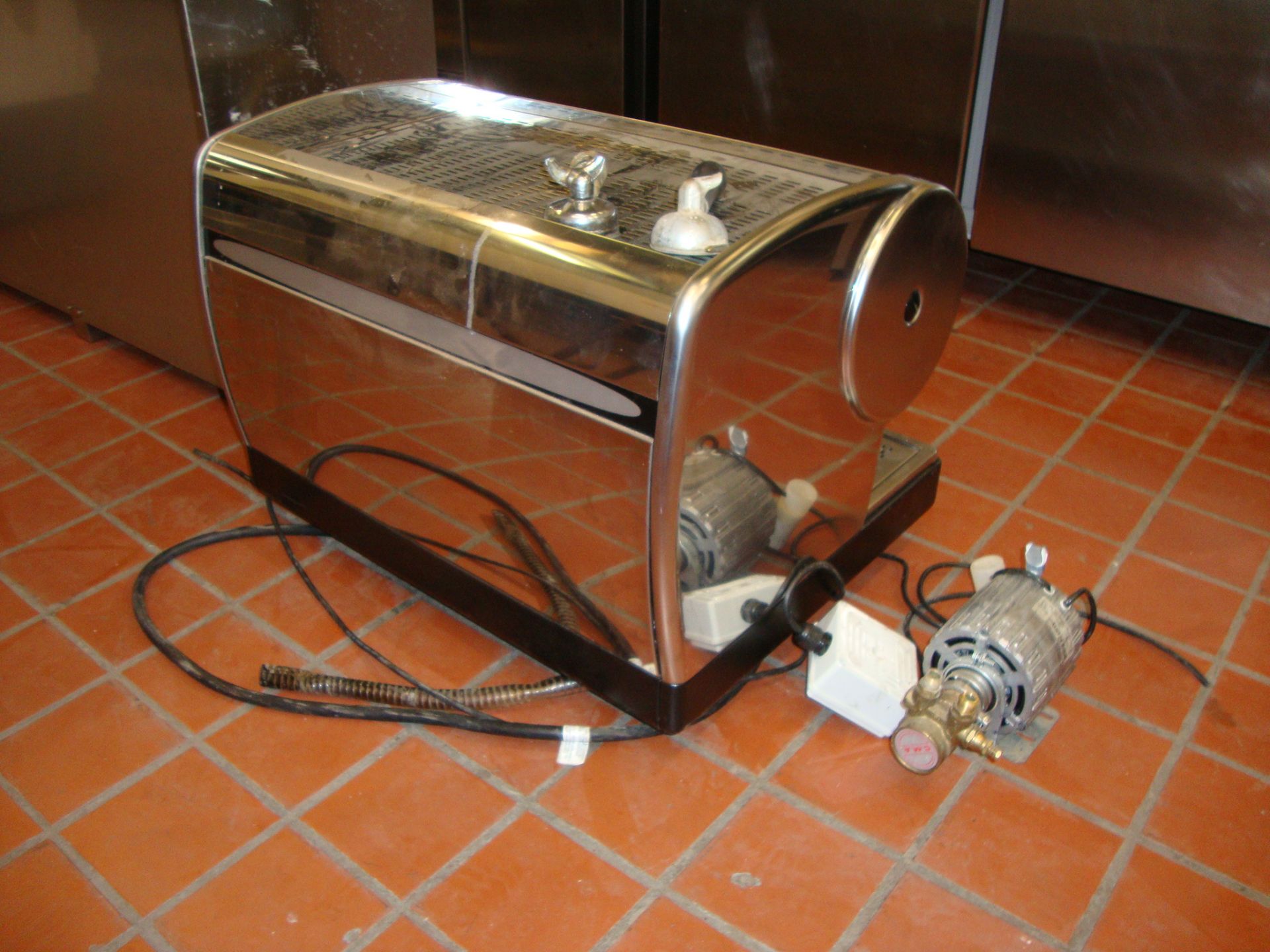 Marisa stainless steel twin head commercial coffee machine including pump pictured to side of - Image 7 of 8