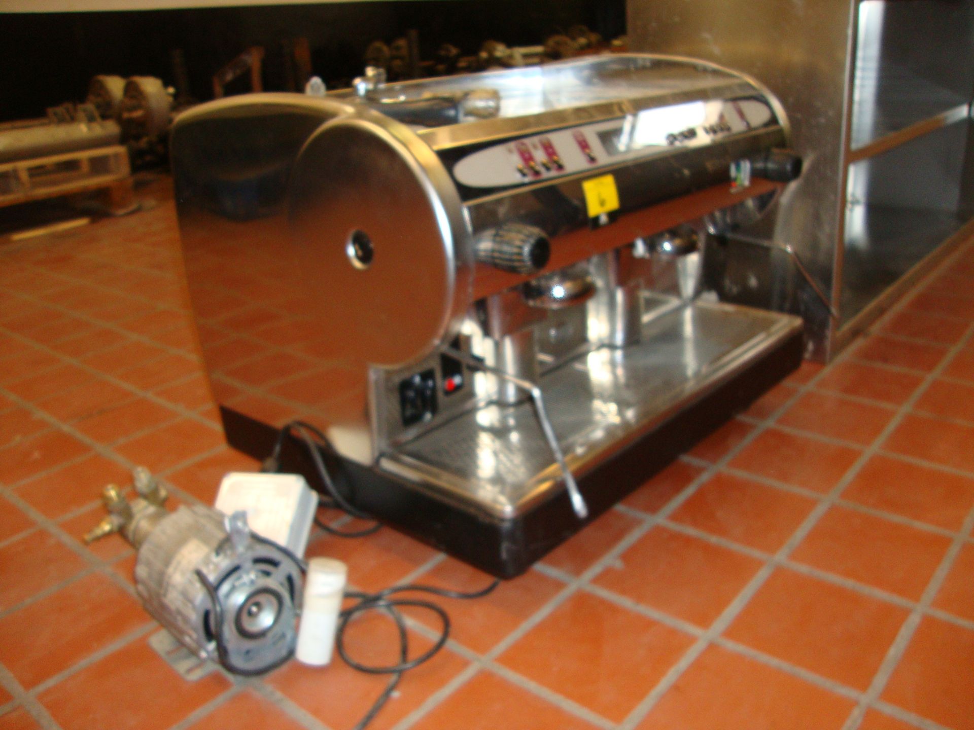 Marisa stainless steel twin head commercial coffee machine including pump pictured to side of - Image 5 of 8