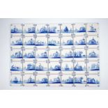 A set of 35 antique Dutch Delft landscape tiles, 19th C. - Each tile ca. 13 x 13 cm. - Condition