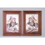 A pair of tile panels depicting William IV, Prince of Orange, on horseback,18th C. - Dim.: 51,5 x 39