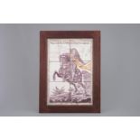 A tile panel depicting William IV, Prince of Orange, on horseback,18th C. - Dim.: 52 x 38,5 cm (