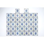 A set of 37 antique Dutch Delft flower pot tiles, 17th C. - Each tile is ca. 13 x 13 cm. They appear