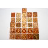 A lot of Flemish decorated redware tiles in medieval style, 17/19th C. - Various dimensions, most