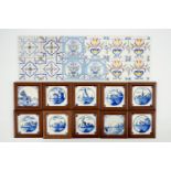 A set of 22 blue and white and polychrome Dutch Delft tiles, 19th C. - Dim.: 17,5 x 17,5 cm (