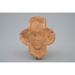 A French medieval relief-decorated ceiling tile, Auvergne region, 14/15th C. - Dim.: 16 x 13 cm -