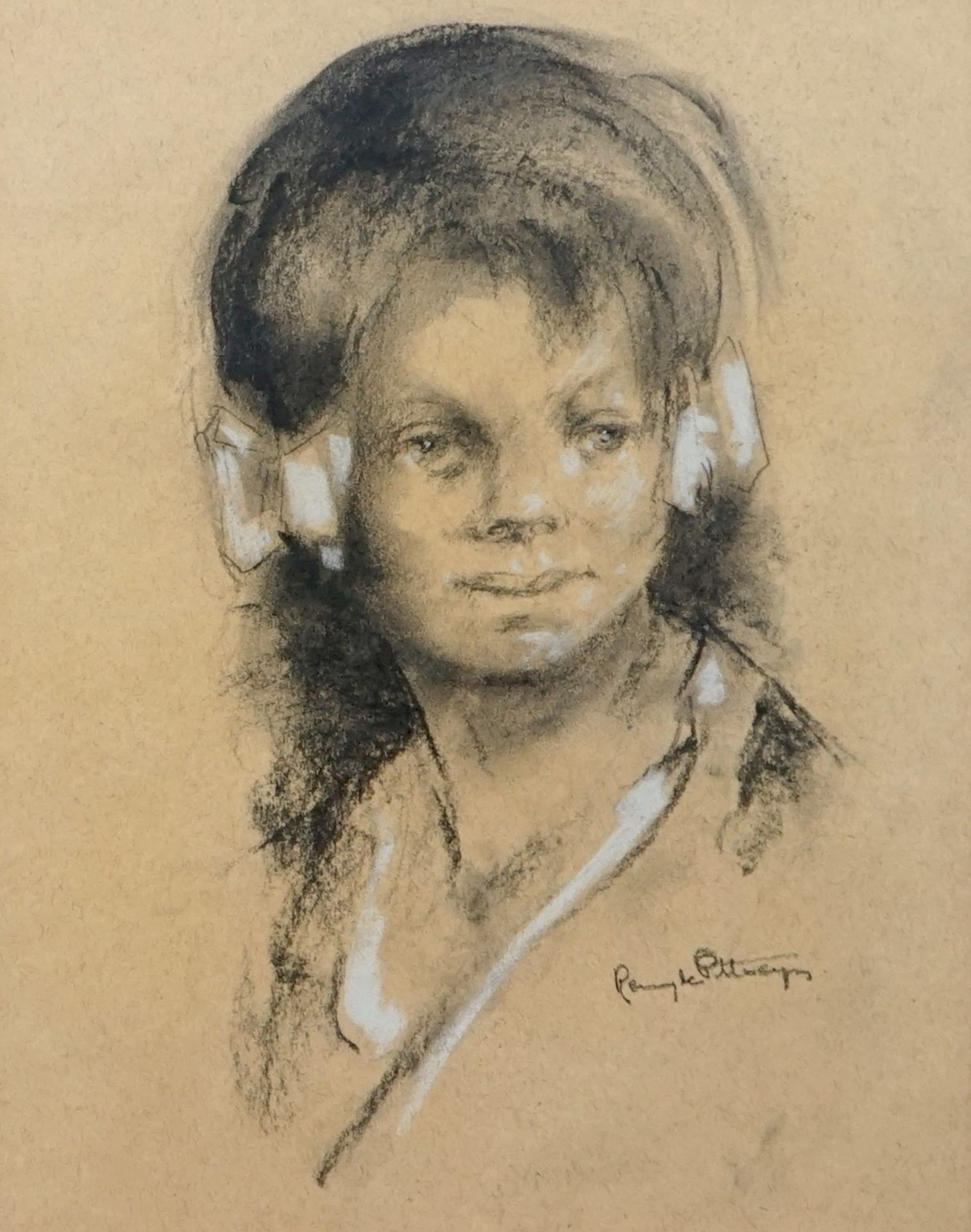 Remi de Pillecyn (1920-1986), three portraits, mixed technique on paper Dim.: 40,5 x 49,5 cm ( - Image 4 of 4
