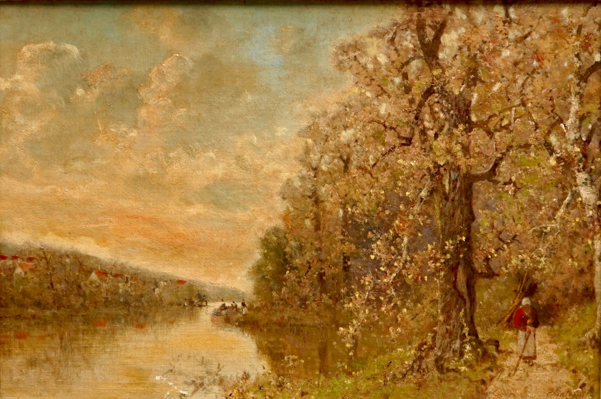 Chintreuil, Antoine (1816-1873), Bois d'Igny au bord de la rivière, oil on canvas Dim.: 67,5 x 52,