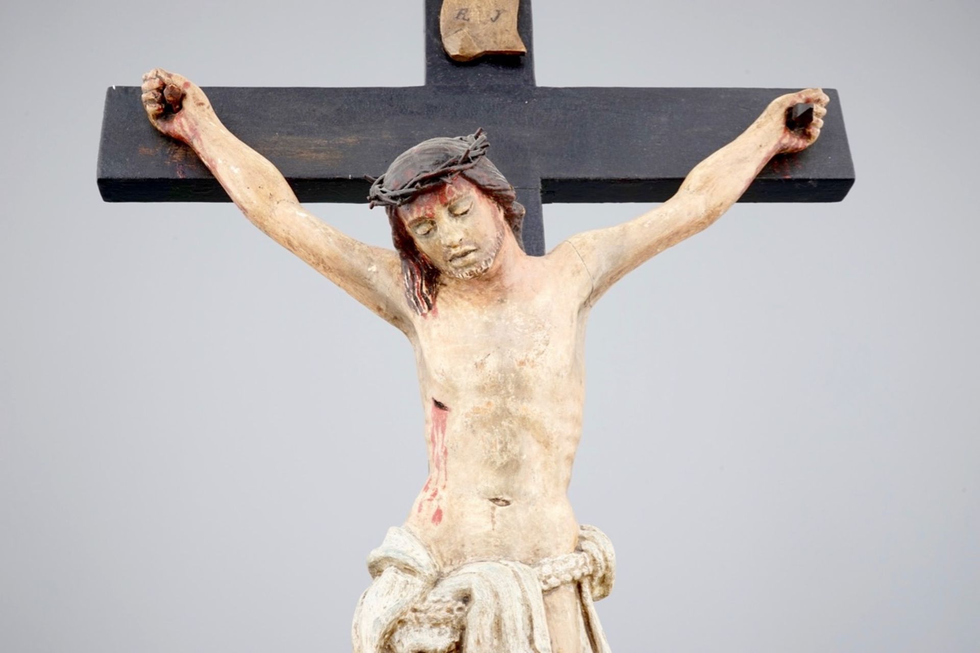 A tall polychrome wood Corpus Christ, Southern Europe, 18th C. - Image 2 of 5