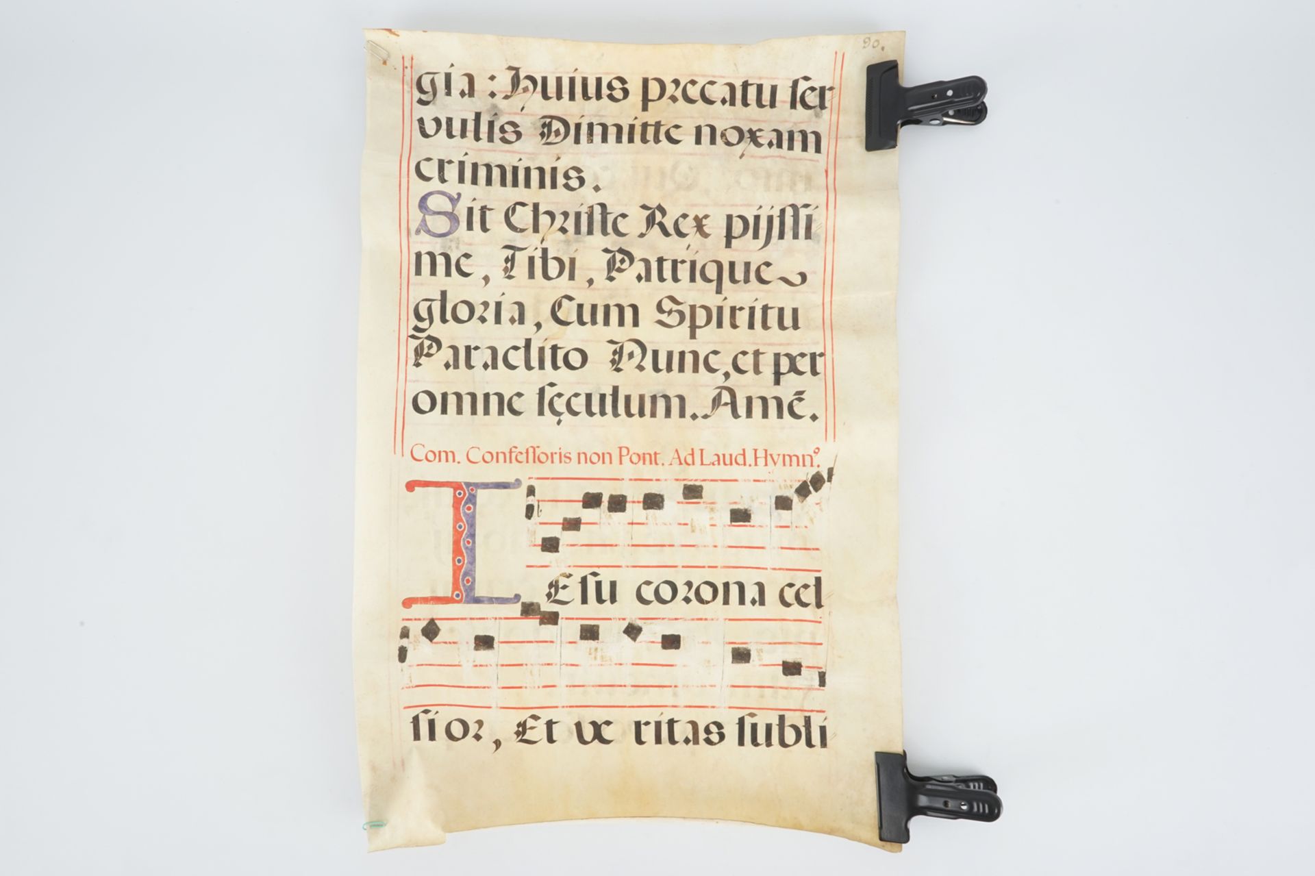 3 large pages from an antiphonary, 17/18th C. Dim.: 70,5 x 49 cm Condition reports and high - Image 6 of 7