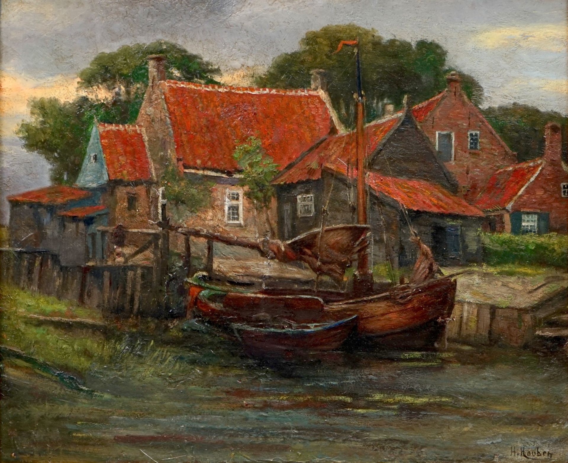 H. Houben (1858-1931), Orangezon-Zélande, oil on canvas Dim.: 56 x 48 cm (frame)Dim.: 44 x 36 cm