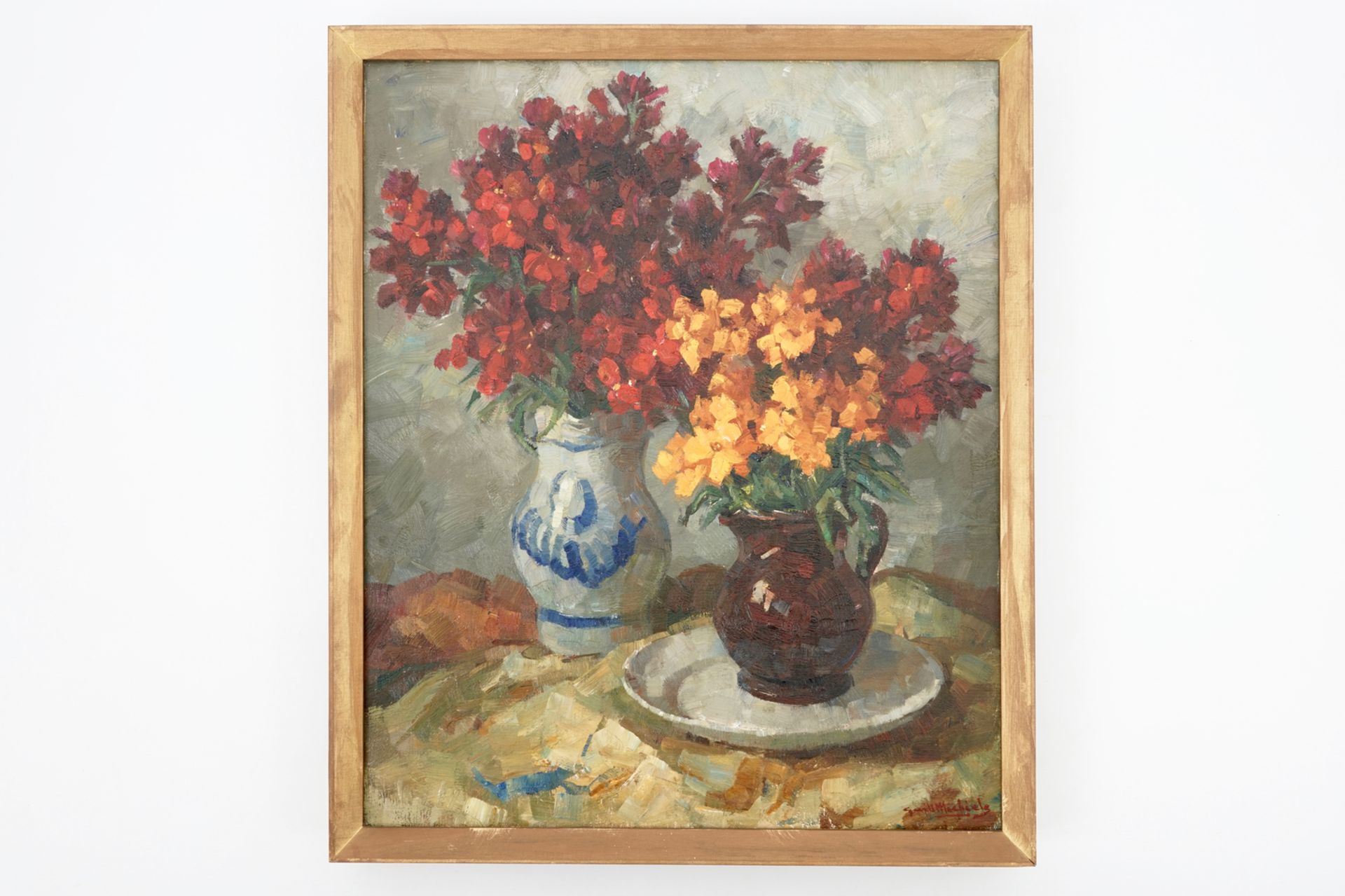 Guillaume Michiels (1909-1997), a still life with flowers, oil on canvas Dim.: 64 x 53,5 cm Dim.: 59 - Image 2 of 2