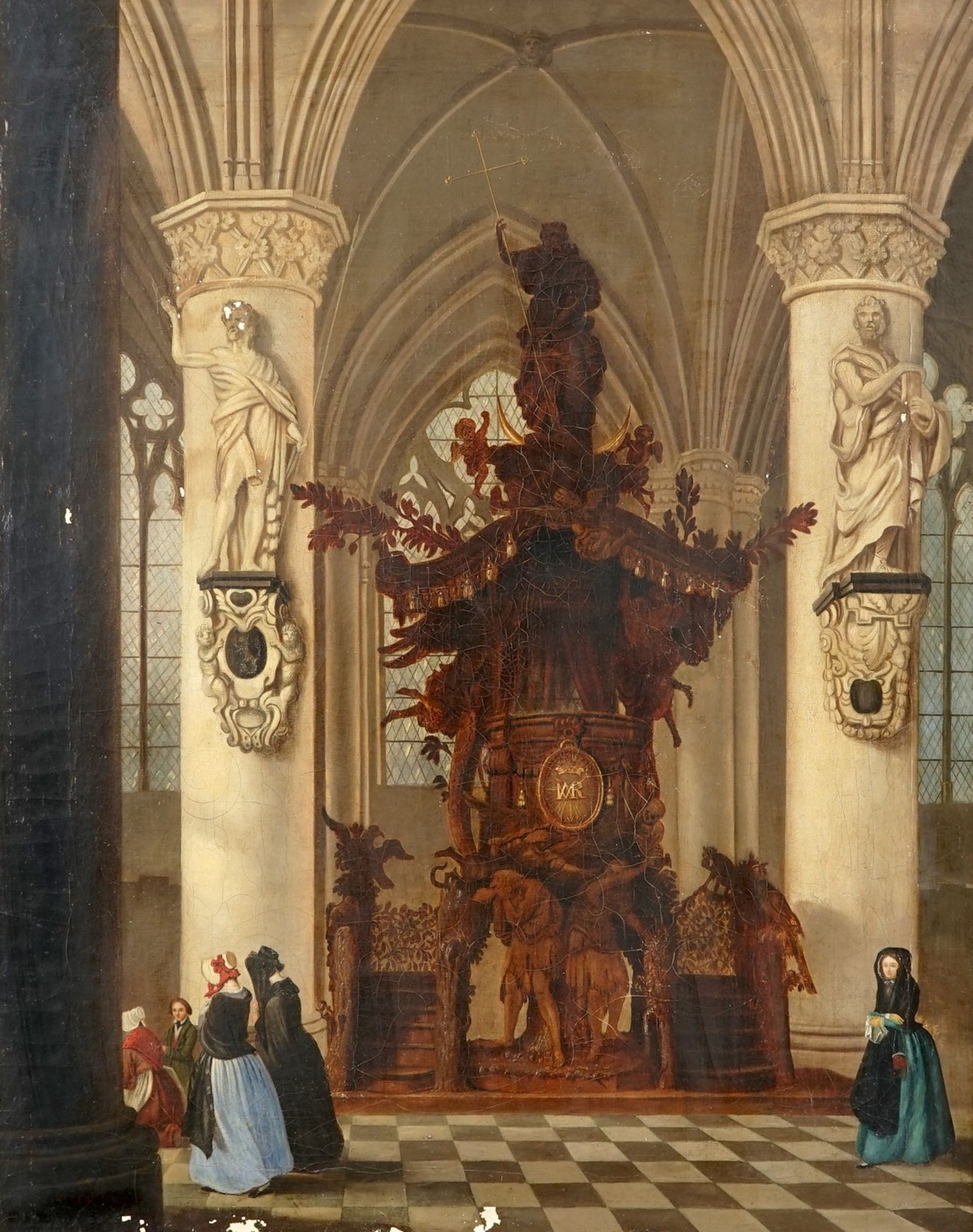 Victor-Jules Génisson (1805-Bruges, 1860), a church interior, oil on canvas Dim.: 80,4 x 95,1 cm (