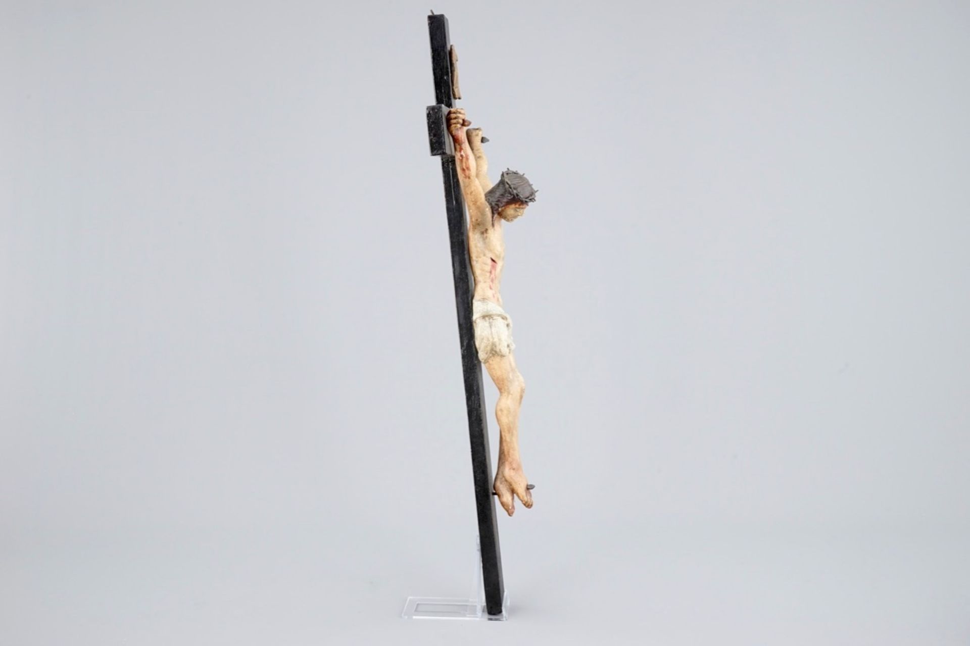 A tall polychrome wood Corpus Christ, Southern Europe, 18th C. - Image 3 of 5