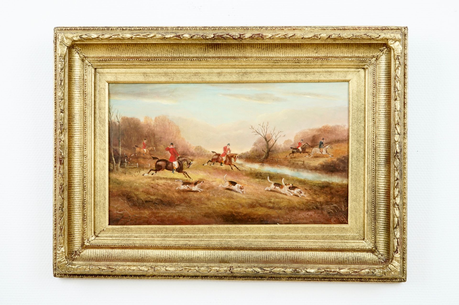 Philip Rideout (1850-1920), An equestrian hunting scene, oil on canvas Dim.: 72,5 x 52,4 cm (frame) - Image 2 of 2