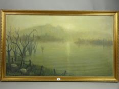 EDWARD (TED) DUMMETT oil on board - flood scene on the Conwy River at Trefriw, signed and entitled