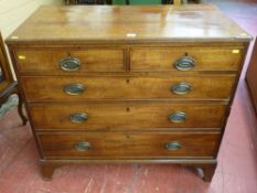 A Regency mahogany chest of two short over three long drawers, oak and pine lined cock beaded