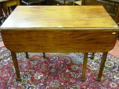 A Victorian mahogany twin flap gate leg table on square tapering legs with spade feet, 76 x 103.5