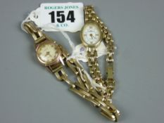 Two nine carat gold lady's wristwatches marked 'Marvin' stamped 375 to the clasp, the other '