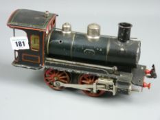 A Marklin gauge one clockwork 0-4-0 locomotive with black, green and red livery circa 1900,
