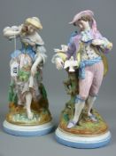 Pair of Victorian bisque porcelain figures in classically styled decorated clothing of a young woman