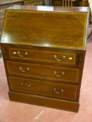 A good Edwardian inlaid mahogany fall front bureau, the boxwood and line inlaid fall front with