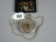 An unattributed silver cased gent's pocket watch, decorative silvered dial with Roman numerals and