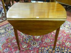 A 19th Century mahogany twin flap Pembroke table with brass swing handle and escutcheon to the