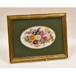 SWANSEA PORCELAIN - framed plaque, London decorated with a large spray of flowers, visible area