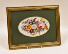 SWANSEA PORCELAIN - framed plaque, London decorated with a large spray of flowers, visible area
