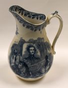 LLANELLY POTTERY - transfer jug to commemorate the death of Prince Albert in 1861, with Britannia in