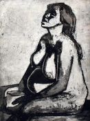 GEORGE CHAPMAN hand-ground etching on zinc - portrait of the artist's second wife being pregnant