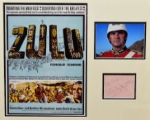 STANLEY BAKER pen signature - framed with 'Zulu' promotional print and portrait-photograph, 49 x