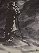 SIR KYFFIN WILLIAMS RA poster print - Shepherd surveying the land, 63 x 44cms (unframed)