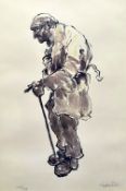SIR KYFFIN WILLIAMS RA limited edition (175/750) print - standing figure in overcoat and with stick,