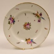 NANTGARW PORCELAIN - circular plate with gilded rim, the interior and border painted with three