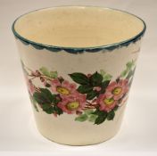 LLANELLY POTTERY - ice-pail of tapering cylindrical form, the exterior painted all round with a