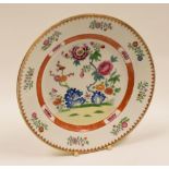 SWANSEA PORCELAIN - circular plate decorated in the 'Famille Rose' style, 22cms diam