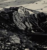 ANN LEWIS limited edition (4/16) linocut - entitled verso 'Cwm Idwal (Syncline in Grey)', signed,