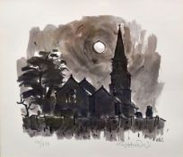 SIR KYFFIN WILLIAMS RA limited edition (116/250) print - 'Llanedwen Church by Night', signed, 27 x